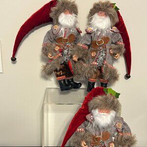 Set of 3 Father Christmas / Santa Claus 13" Ornaments / Figurines